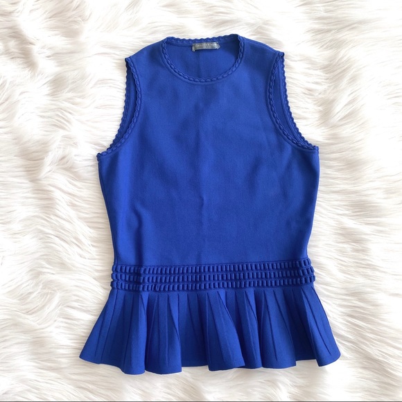Alexander McQueen Blue Peplum Top